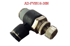 PNEUMATIC: AIR FITTING: 90 DEGREE FLOW CONTROL ADJUSTABLE AIR FITTING 3/8"" THREAD 8MM/ 5/16 INCH (ID)
