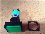 ELECTRICAL: CONTROL PANEL: SW-20: FEED HOLD SQUARE PUSH BUTTON GREEN W/ LED (I.D. 16MM) (01P-RA40.Q1P+G+L24) (EMA)..C5-8