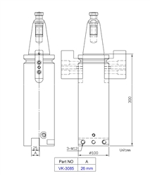 GV-1 SERIES: 1" I.D. BORING BAR TOOL HOLDER (L300MM) (BT-50)